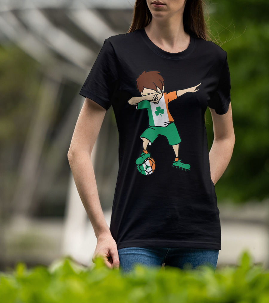 Dabbing Irish Soccer Clover Saint Patrick's Day T-Shirt