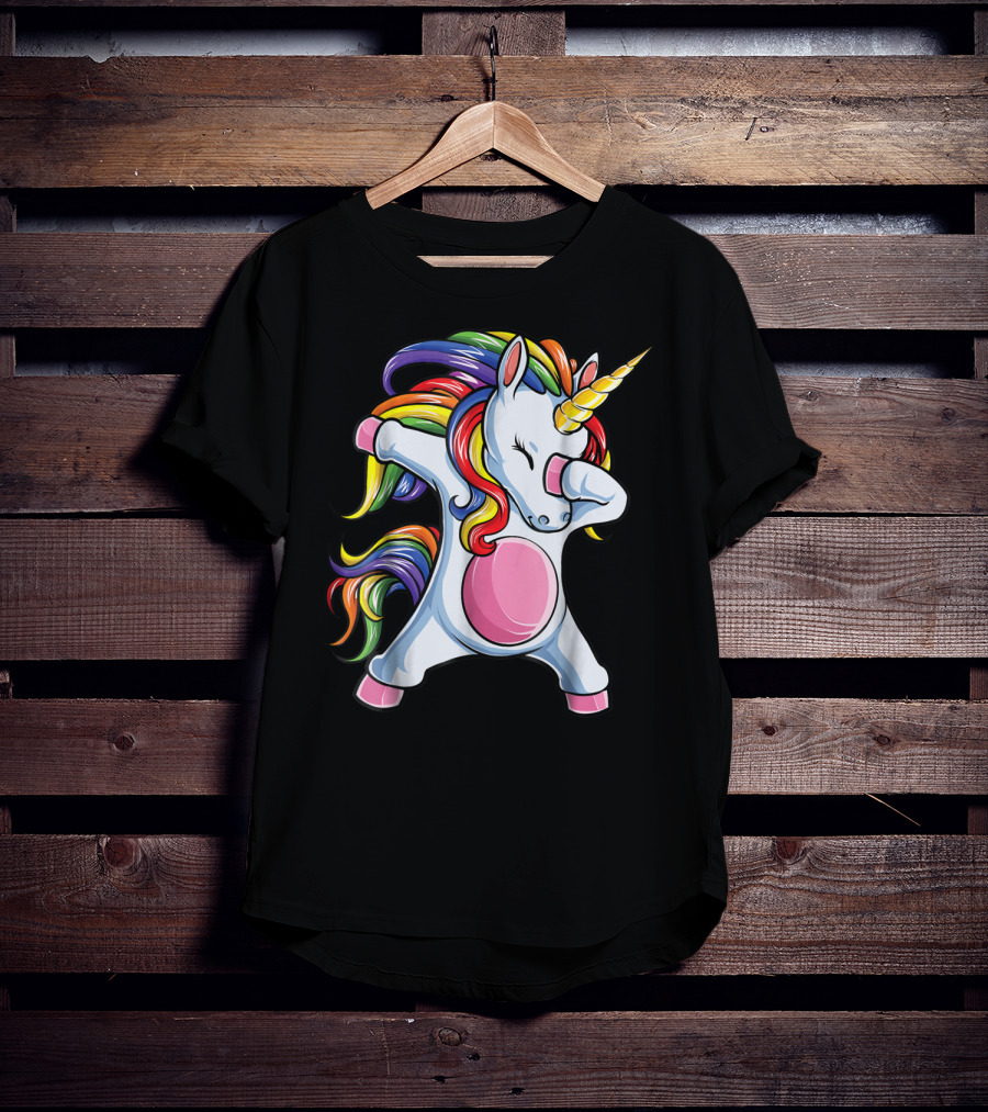 Dabbing Unicorn Kids Boys Girls Rainbow Colors T-Shirt
