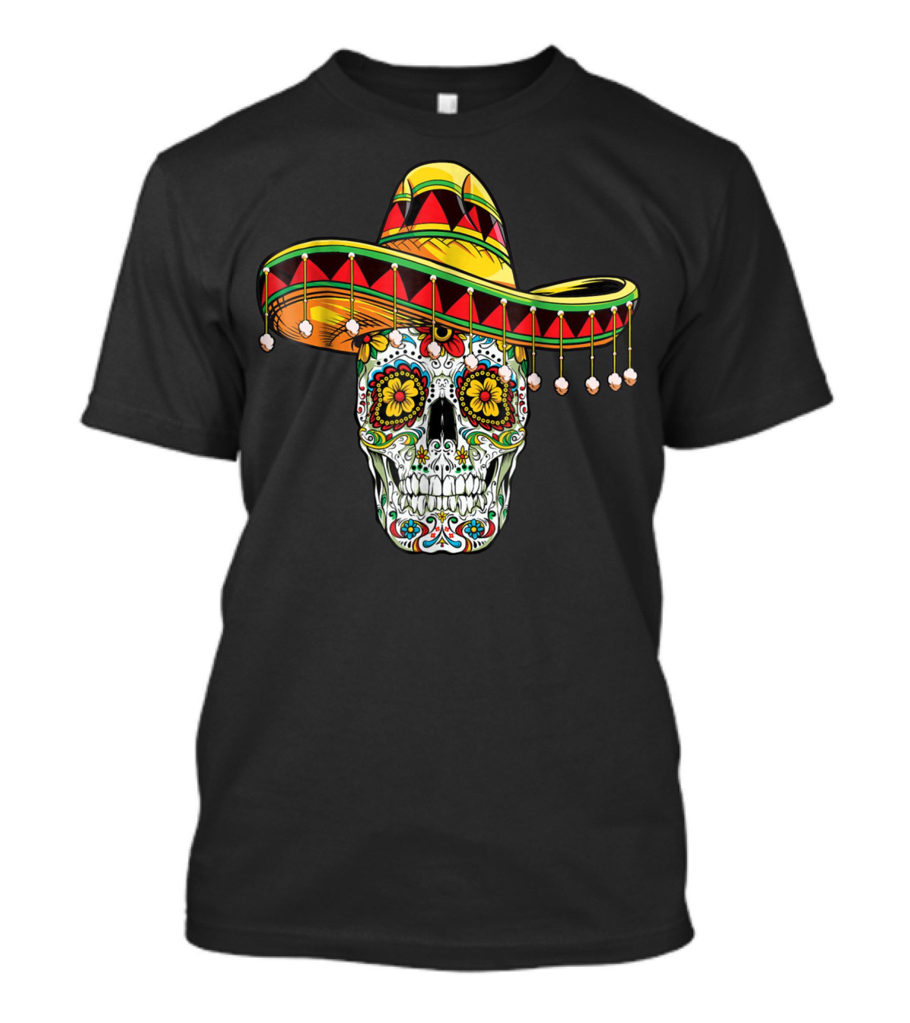 Day Of The Dead Sugar Skull Sombrero Cinco De Mayo T-Shirt
