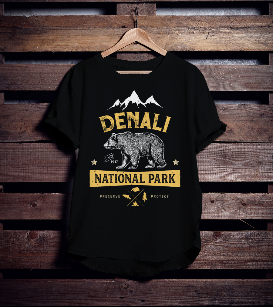 Denali National Park Since 1917 Bear Preserve Protect Alaska T-Shirt
