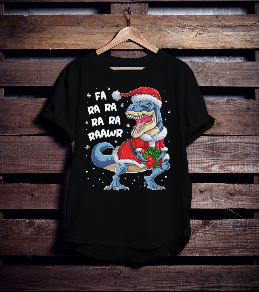 Fa Ra Ra Ra Rawr Dinosaur Christmas Rex Santa T-Shirt