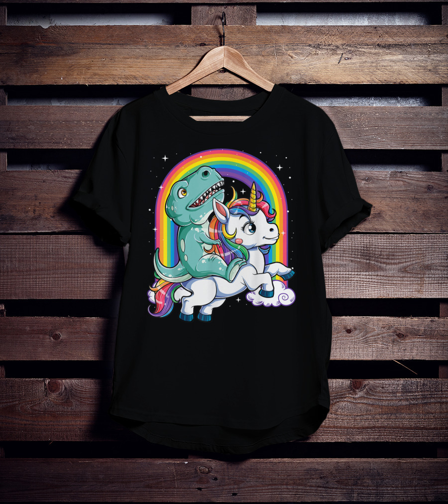 Dinosaur Unicorn Rainbow Fantasy Adventure Party T-Shirt