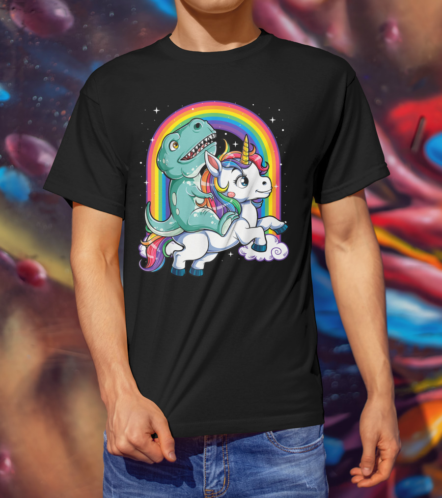 Dinosaur Unicorn Rainbow Fantasy Adventure Party T-Shirt