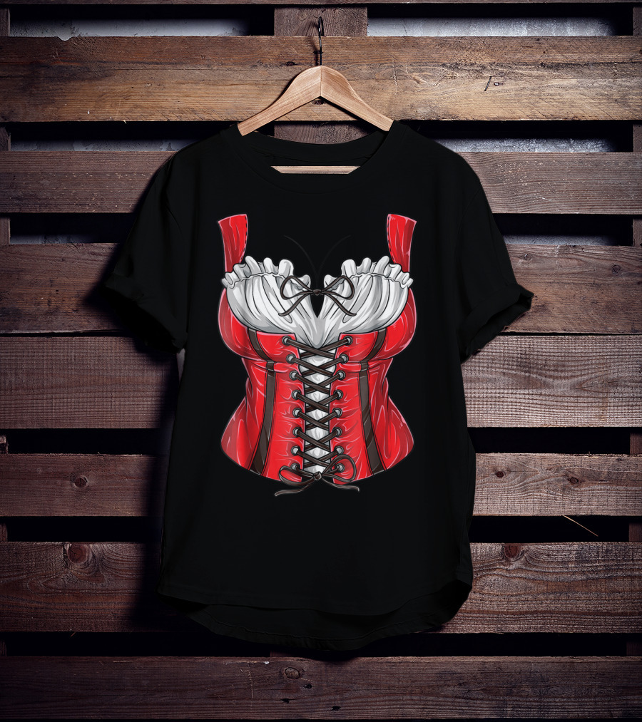 Dirndl Costume Oktoberfest Fraulein Corset Style Bavarian Dress T-Shirt