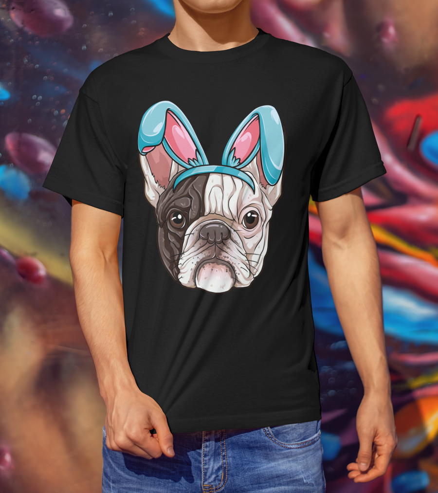 Easter Bunny Ears On French Bulldog Dog Boys Girl T-Shirt