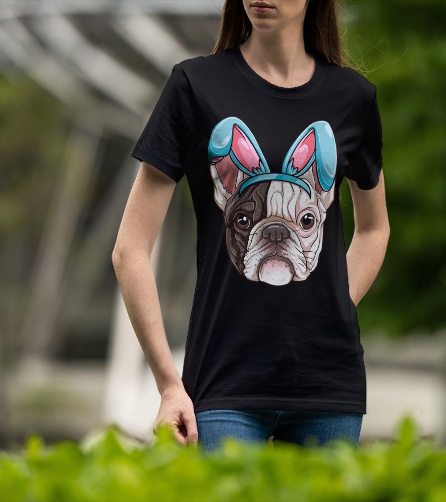 Easter Bunny Ears On French Bulldog Dog Boys Girl T-Shirt