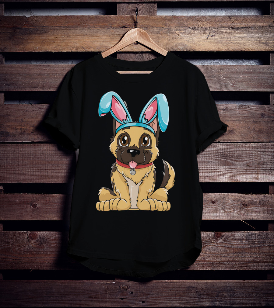 Easter Bunny Ears Cute German Shepherd Puppy Boys Girl T-Shirt