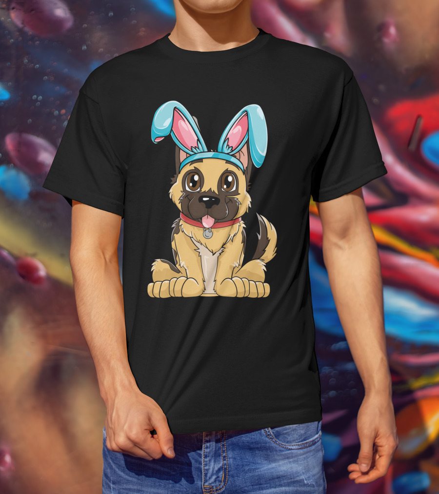 Easter Bunny Ears Cute German Shepherd Puppy Boys Girl T-Shirt