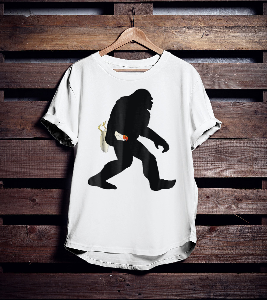 Funny Bigfoot Sasquatch Carrying Chicken Boys T-Shirt