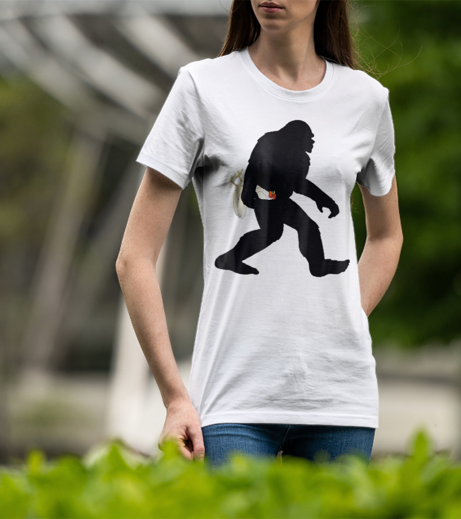 Funny Bigfoot Sasquatch Carrying Chicken Boys T-Shirt