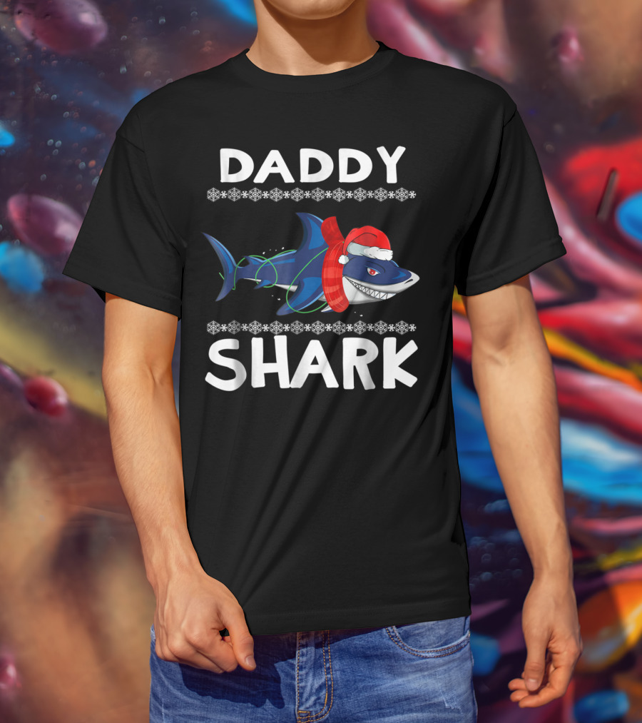 Daddy Shark Ugly Christmas Family Holiday T-Shirt