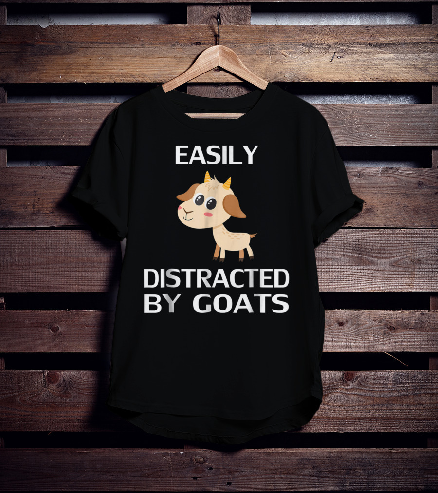 Easily Distracted By Goats Cute Cartoon Goat T-Shirt