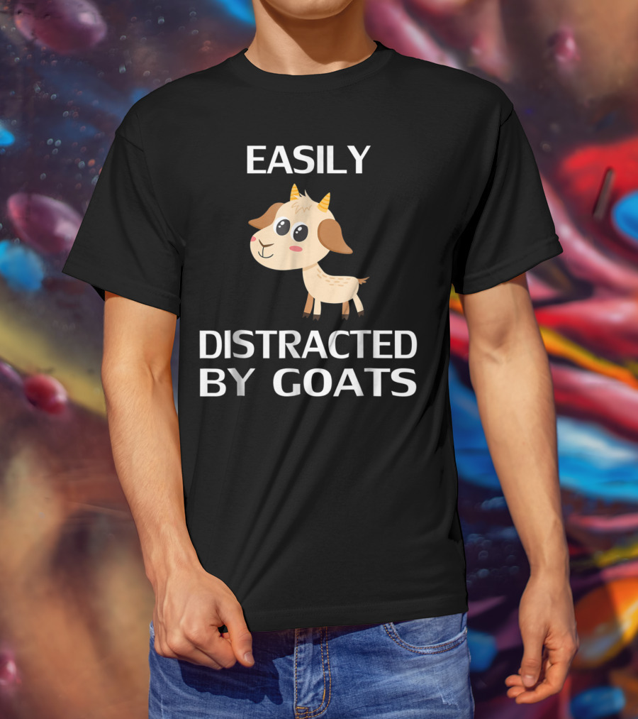 Easily Distracted By Goats Cute Cartoon Goat T-Shirt