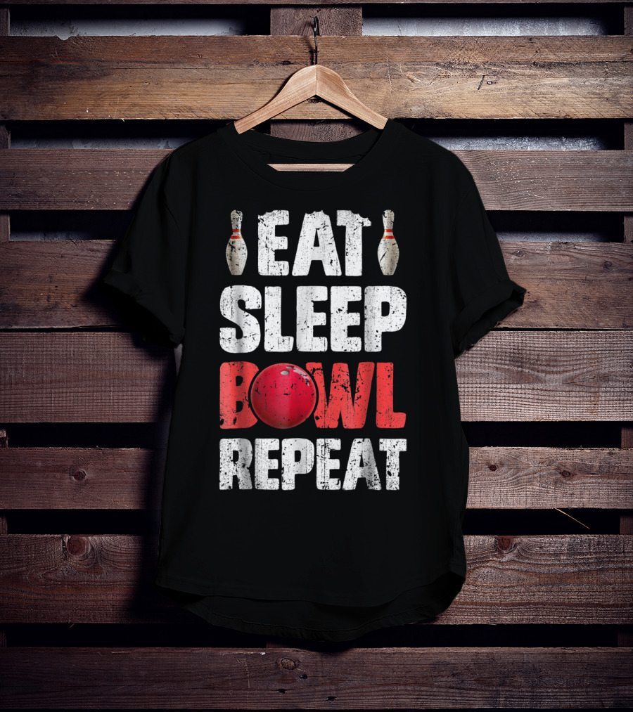 Eat Sleep Bowl Repeat Bowling Pin Red Ball Bowlers T-Shirt