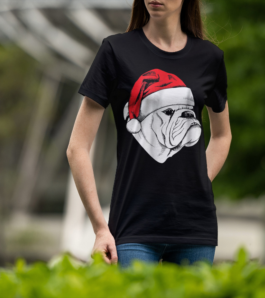 English Bulldog Santa Christmas T-Shirt