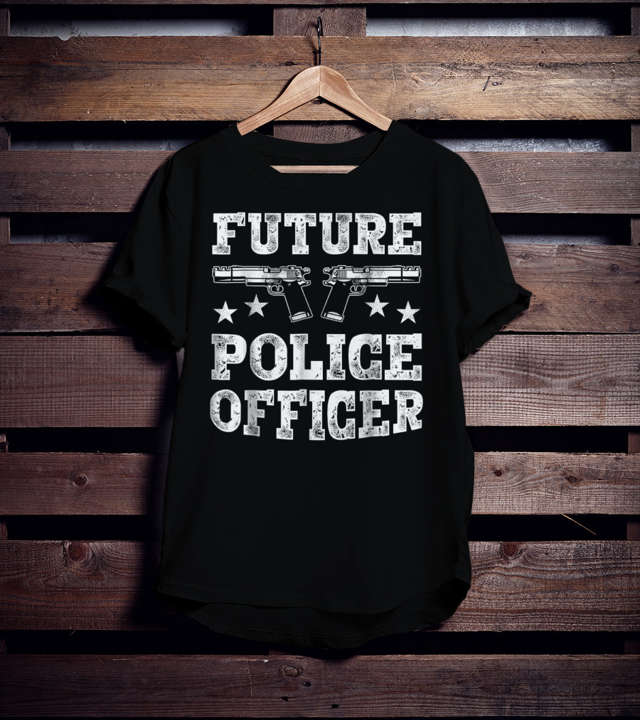 Future Police Officer Two Pistols Stars T-Shirt