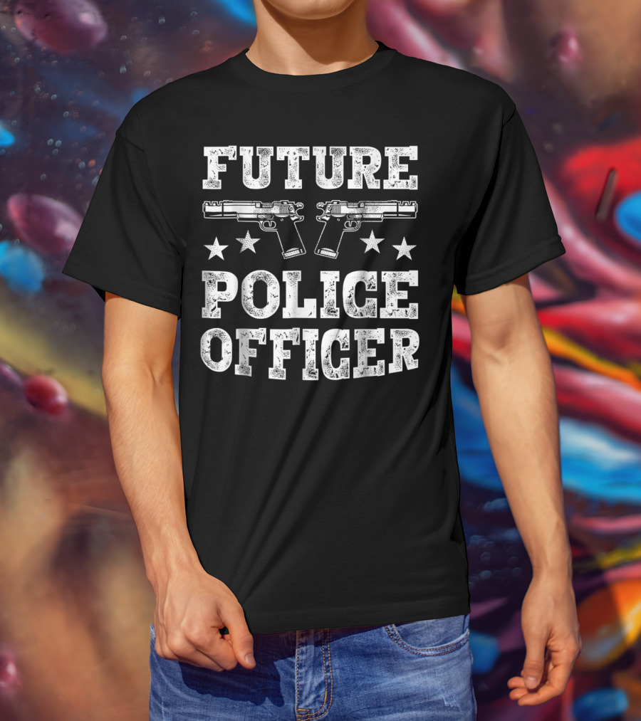 Future Police Officer Two Pistols Stars T-Shirt