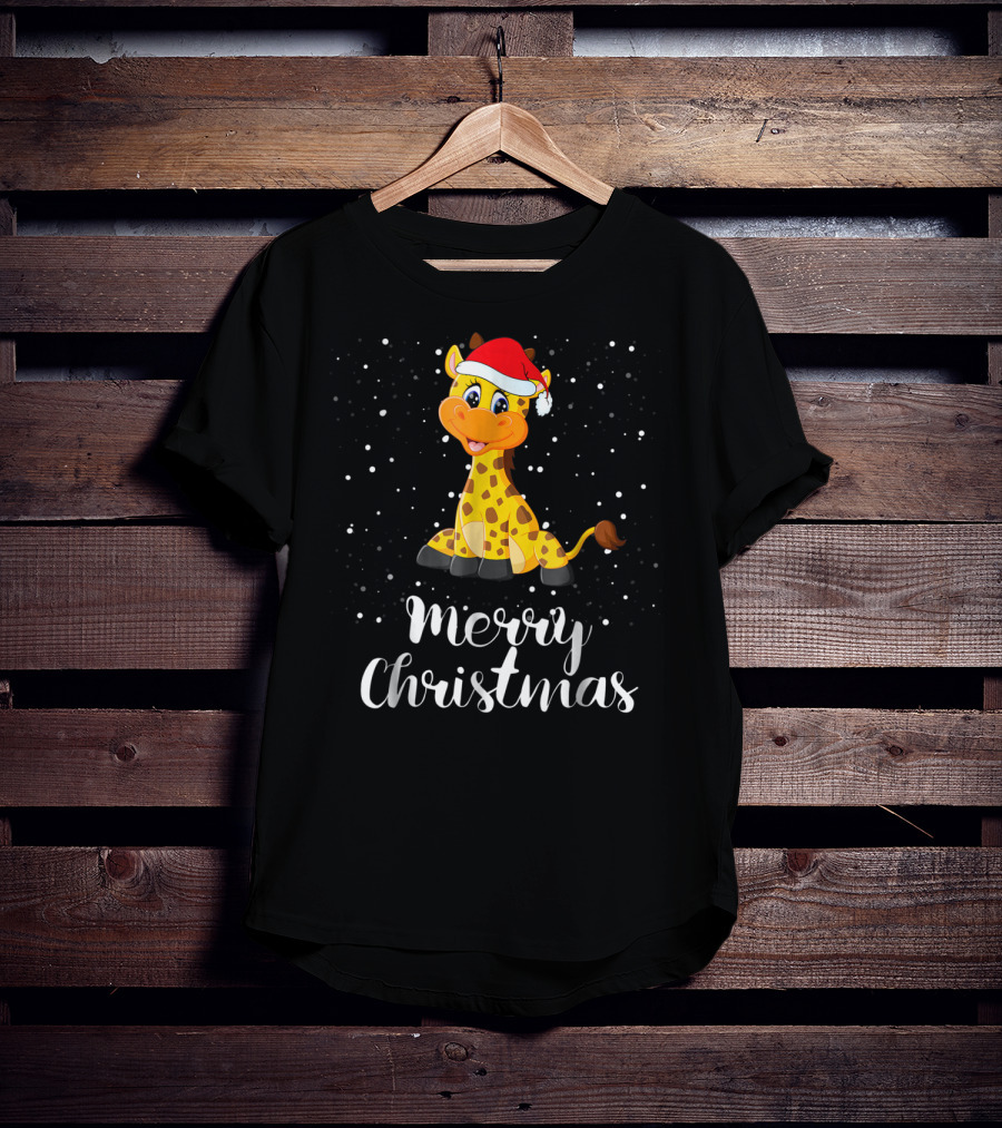 Merry Christmas Giraffe Family Group Matching T-Shirt