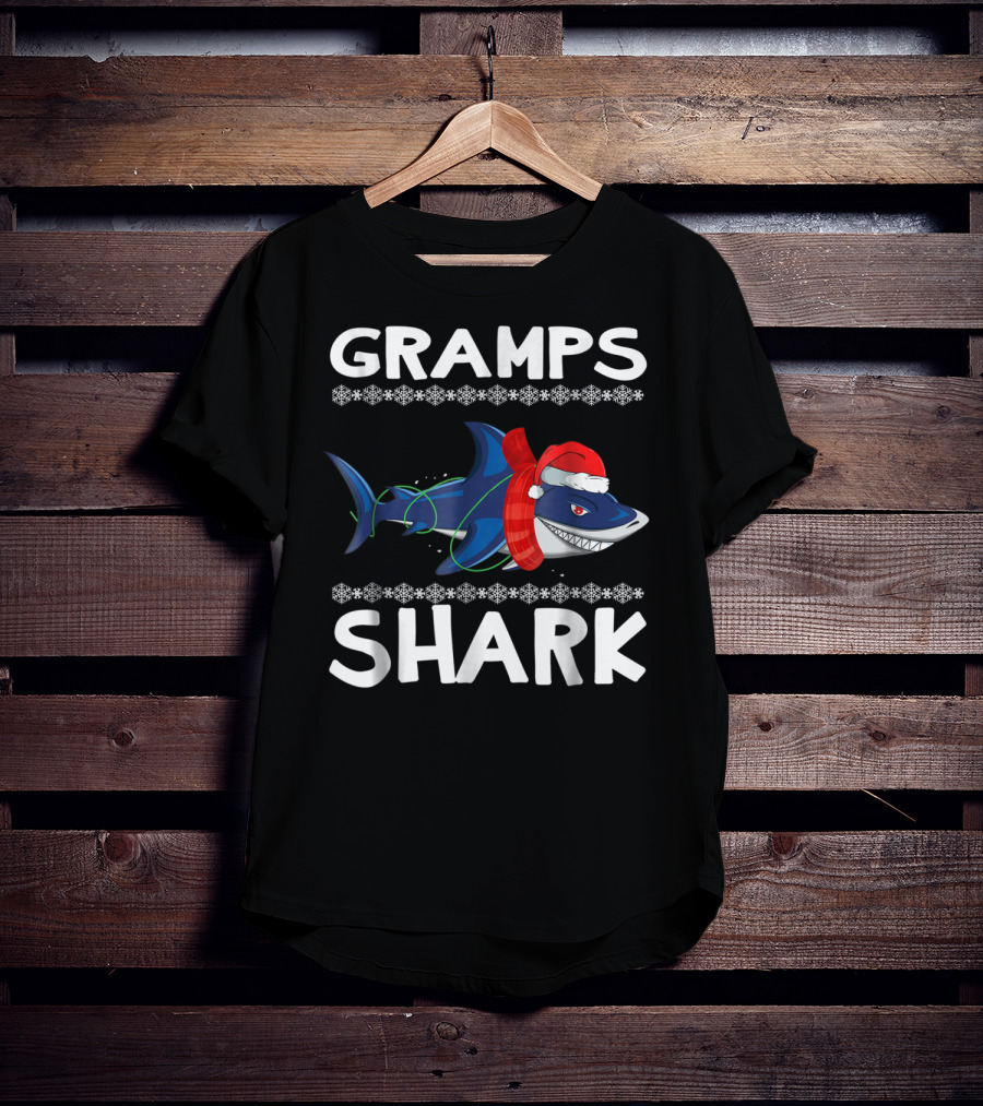 Gramps Shark Santa Hat Ugly Christmas Family T-Shirt