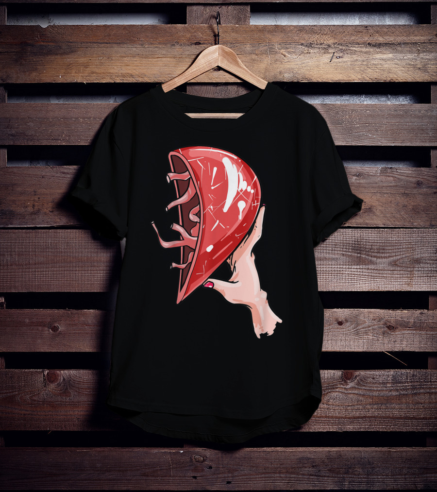 Hand Holding Semi-Open Anatomical Heart T-Shirt