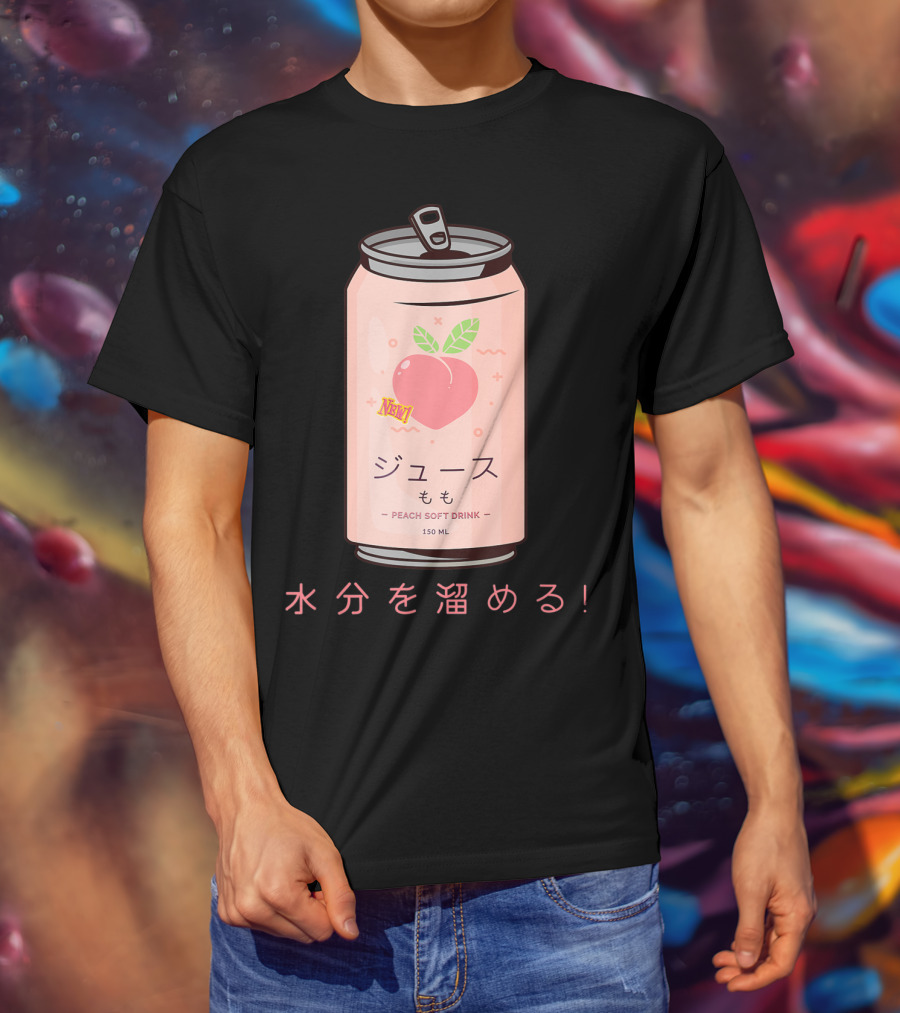 90s Japanese Aesthetic Peach Soft Drink Juice Can 150ML T-Shirt