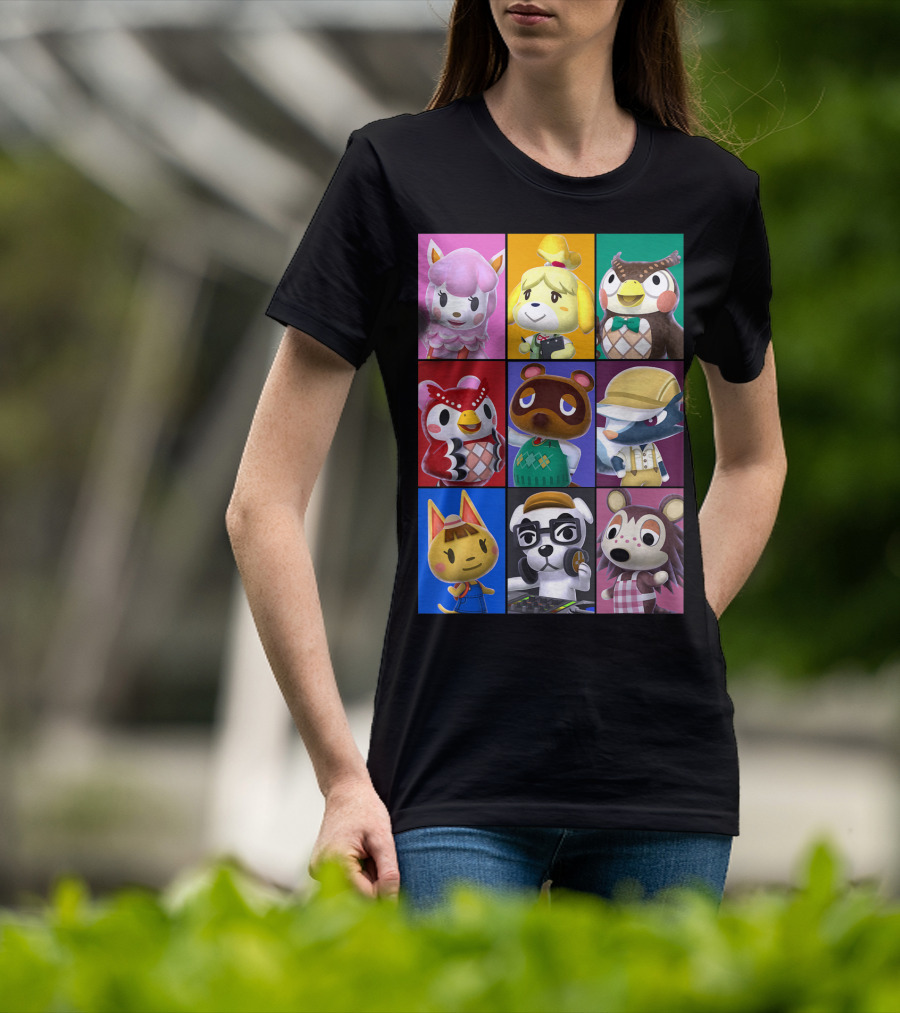 Animal Crossing Character Grid Featuring Isabelle And Tom Nook T-Shirt