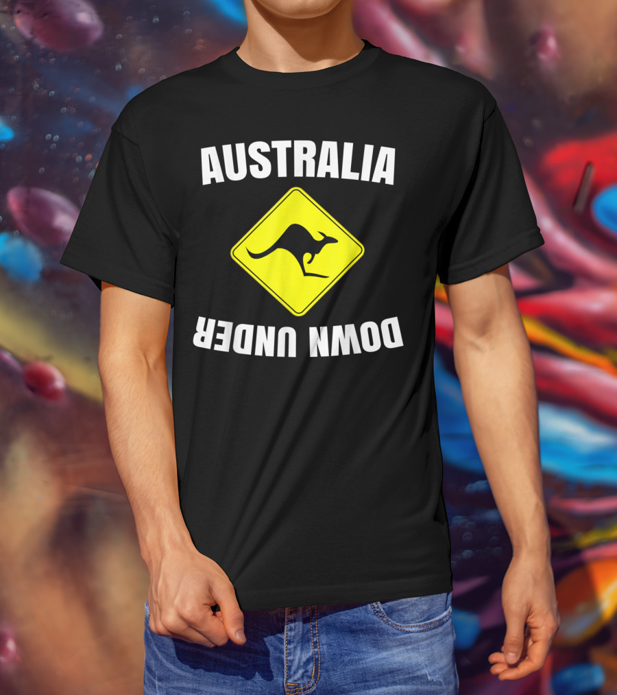 Australia Down Under Kangaroo Road Sign T-Shirt