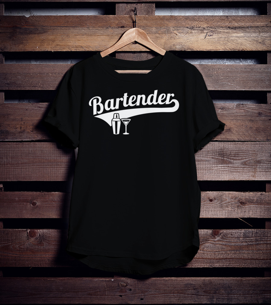 Bartender Cocktail Shaker And Martini Glass T-Shirt