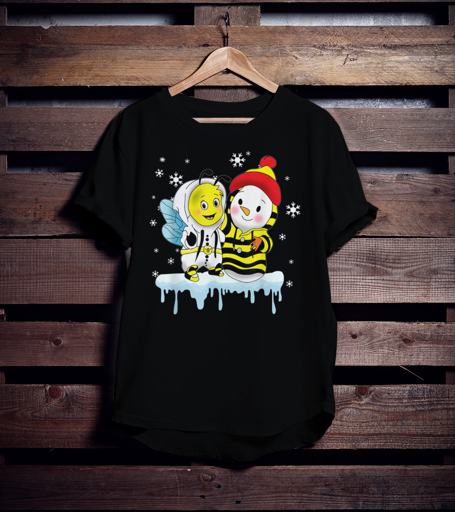 Snowman And Bee Holiday Friendship T-Shirt