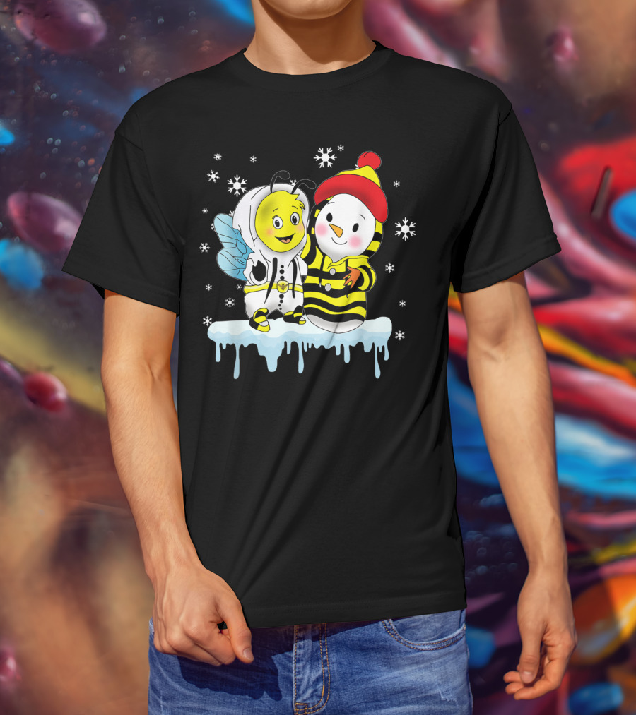 Snowman And Bee Holiday Friendship T-Shirt