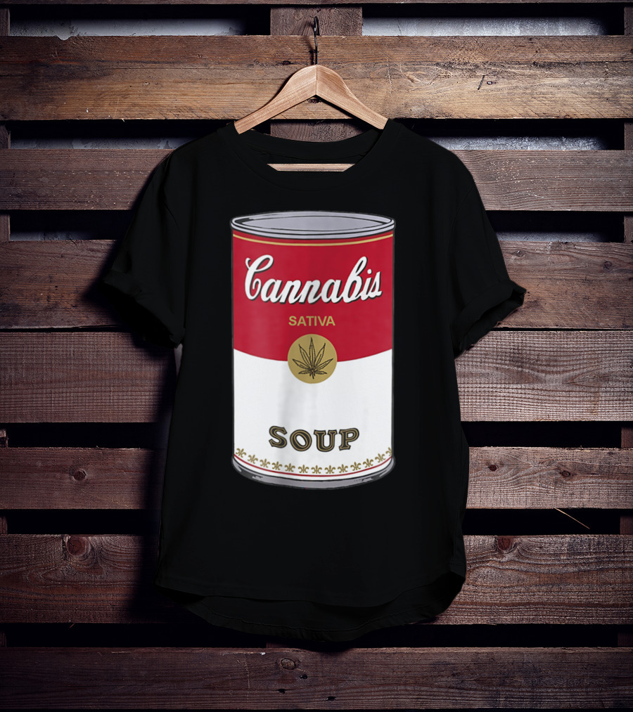 Cannabis Sativa Soup Can With Red And White T-Shirt