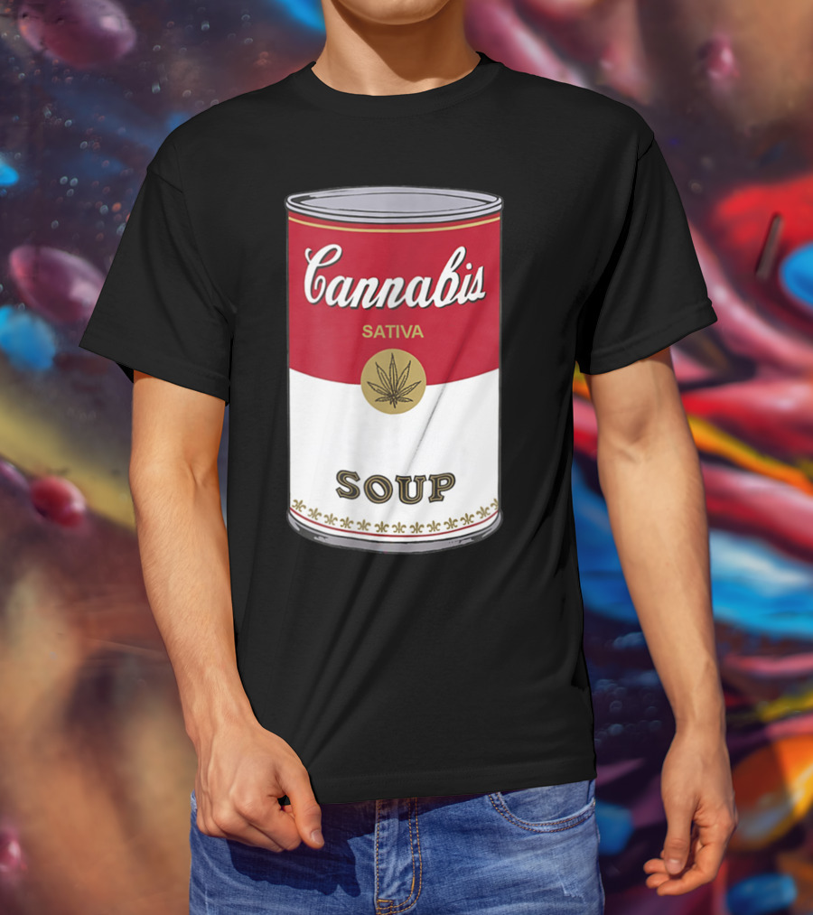 Cannabis Sativa Soup Can With Red And White T-Shirt