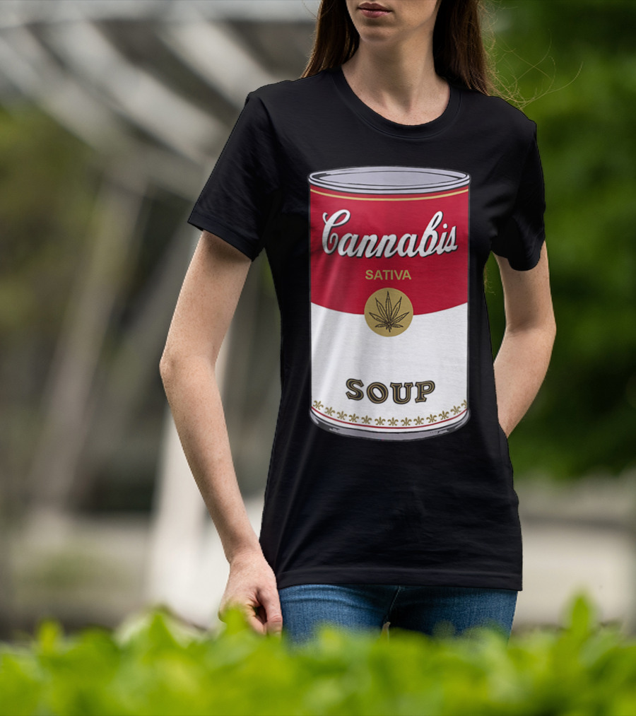 Cannabis Sativa Soup Can With Red And White T-Shirt
