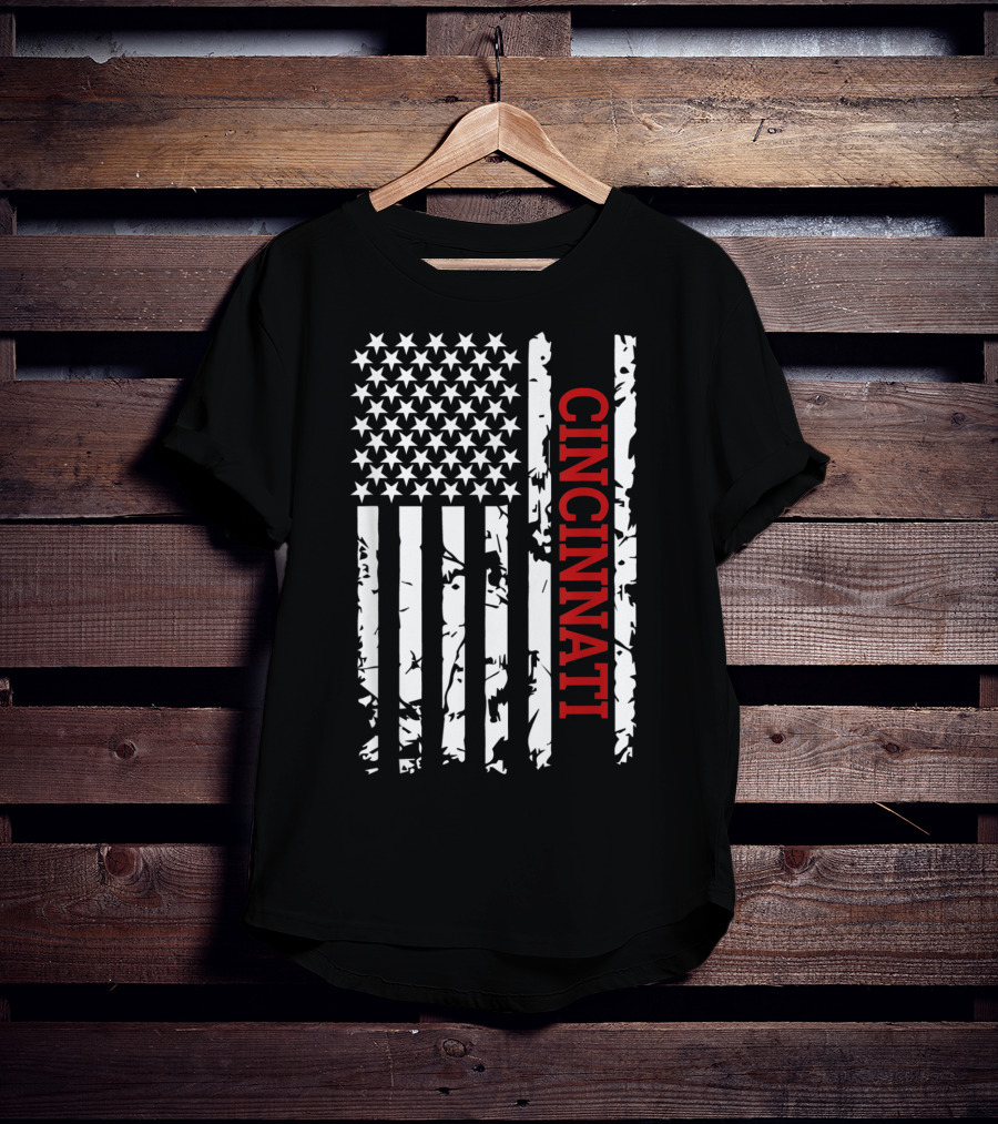 Cincinnati American Flag Grunge T-Shirt