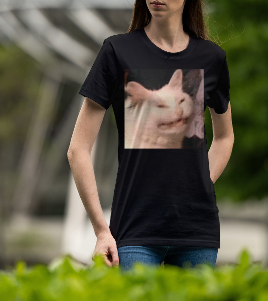 Confused Laughing Cat Meme Expression T-Shirt