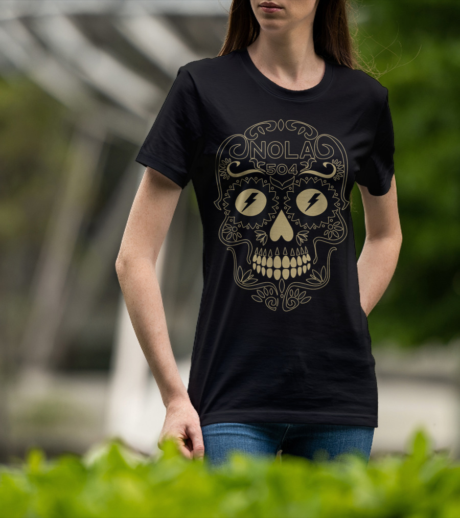 NOLA 504 Sugar Skull New Orleans Electric T-Shirt