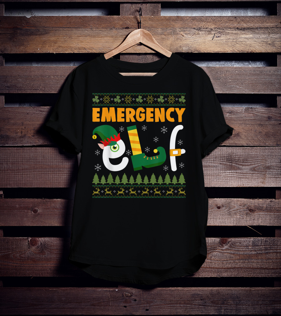 Emergency Elf Christmas Sweater With Festive T-Shirt