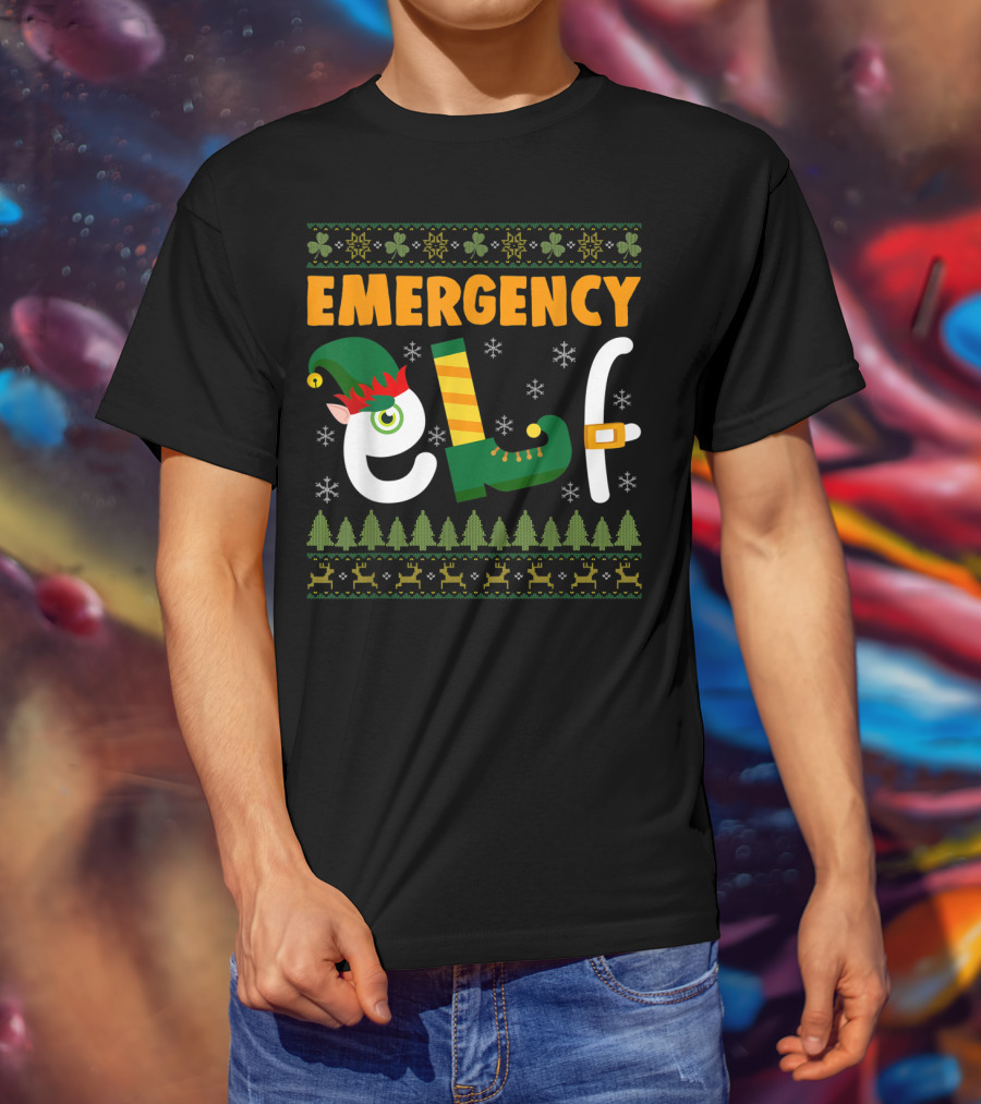 Emergency Elf Christmas Sweater With Festive T-Shirt