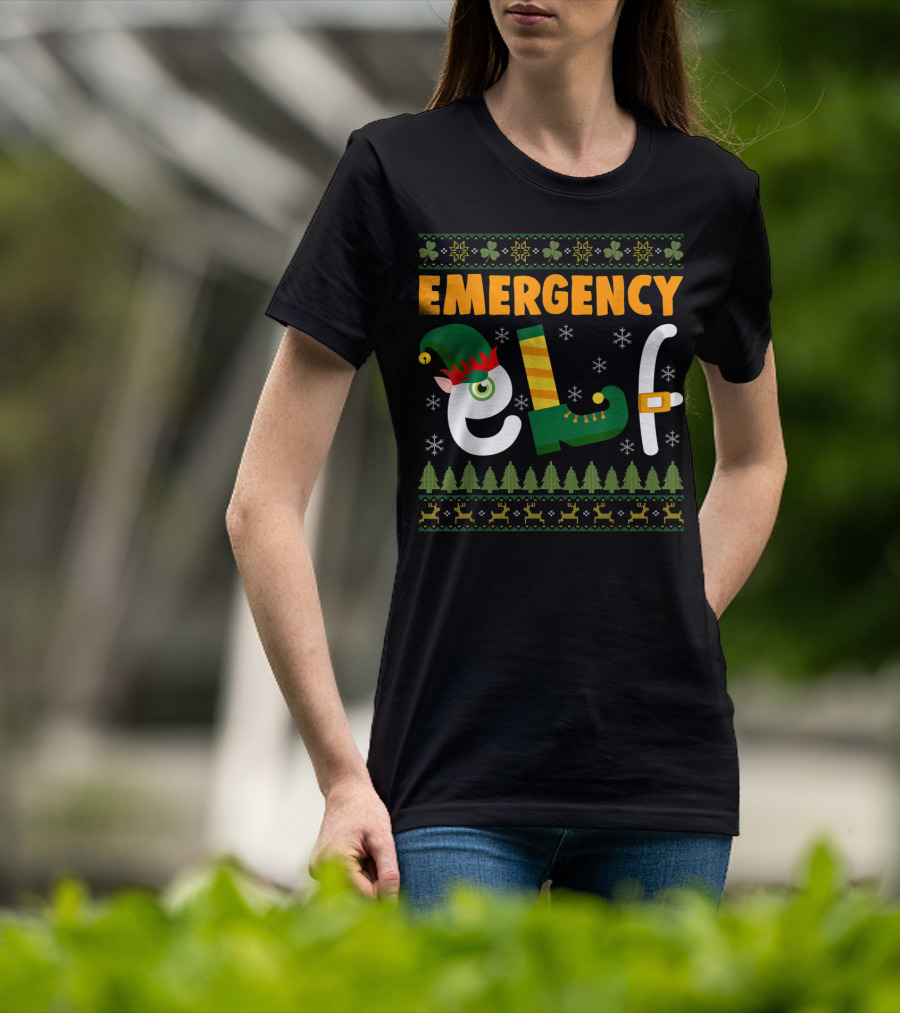 Emergency Elf Christmas Sweater With Festive T-Shirt