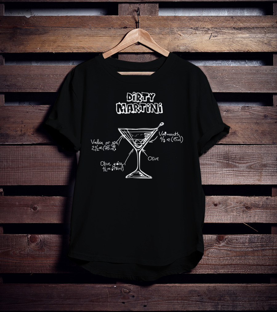 Dirty Martini Recipe Diagram For Nerdy Cocktail Enthusiasts T-Shirt