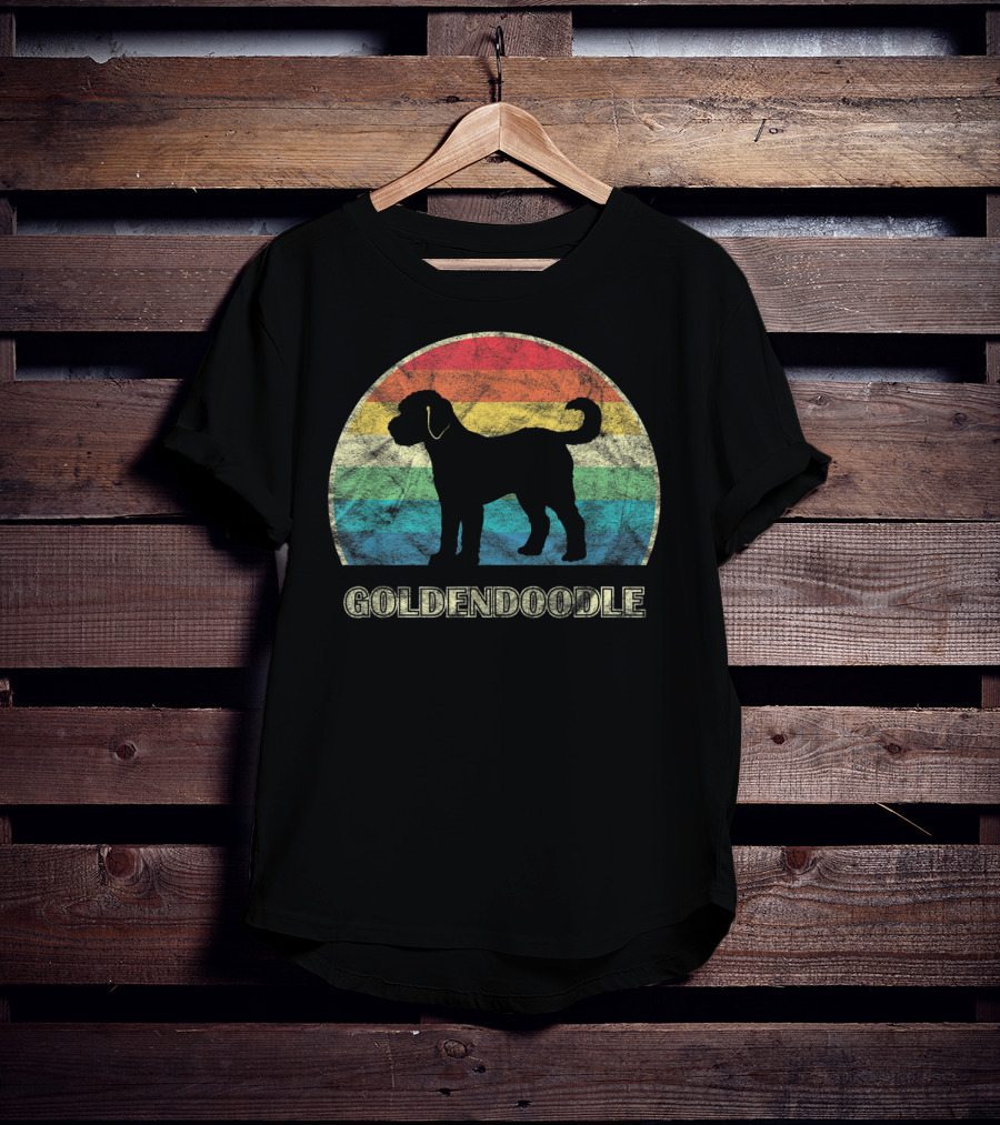 Goldendoodle Silhouette Retro Rainbow T-Shirt