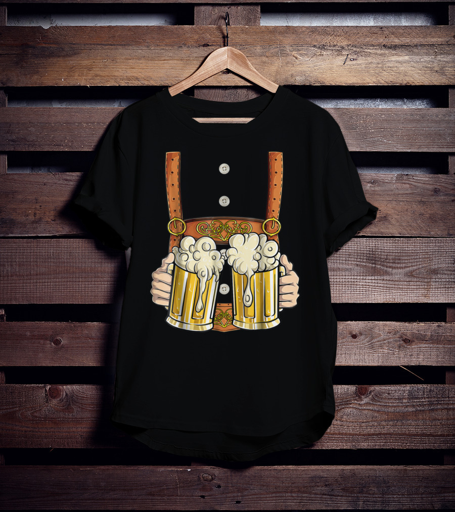 Lederhosen Costume Oktoberfest Men Prost Beer Cheers ZZ T-Shirt