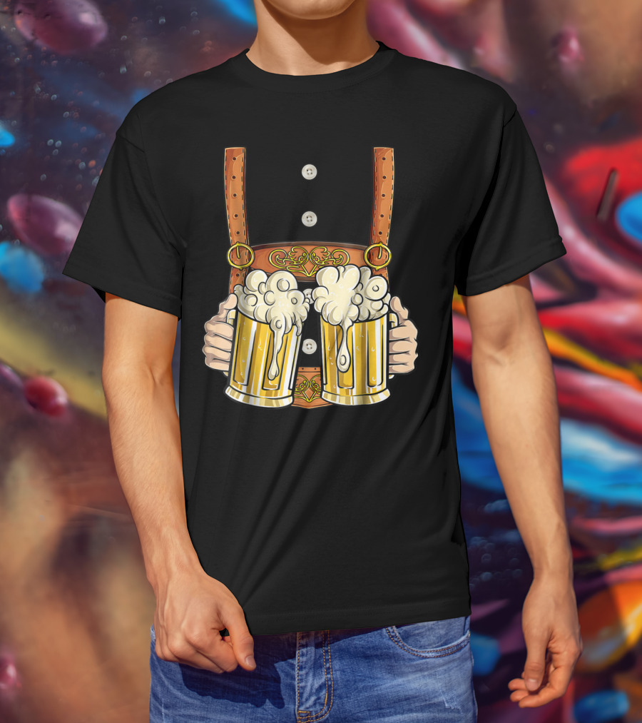 Lederhosen Costume Oktoberfest Men Prost Beer Cheers ZZ T-Shirt