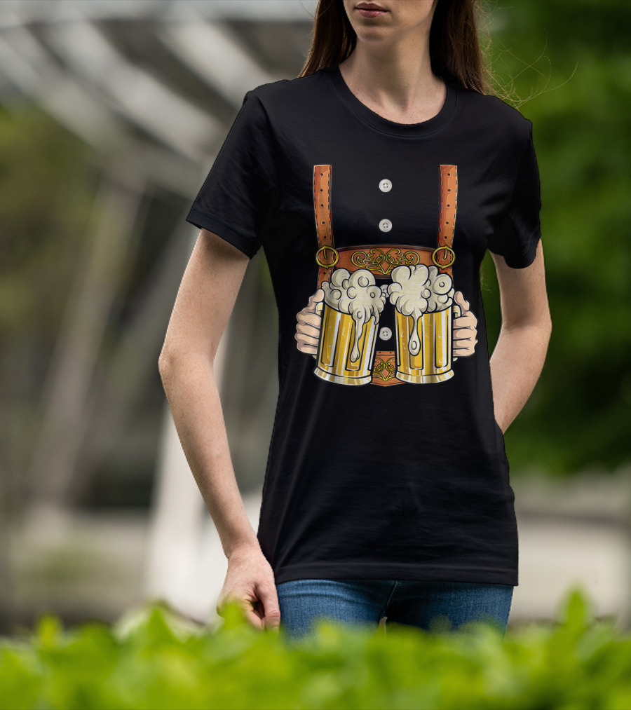 Lederhosen Costume Oktoberfest Men Prost Beer Cheers ZZ T-Shirt