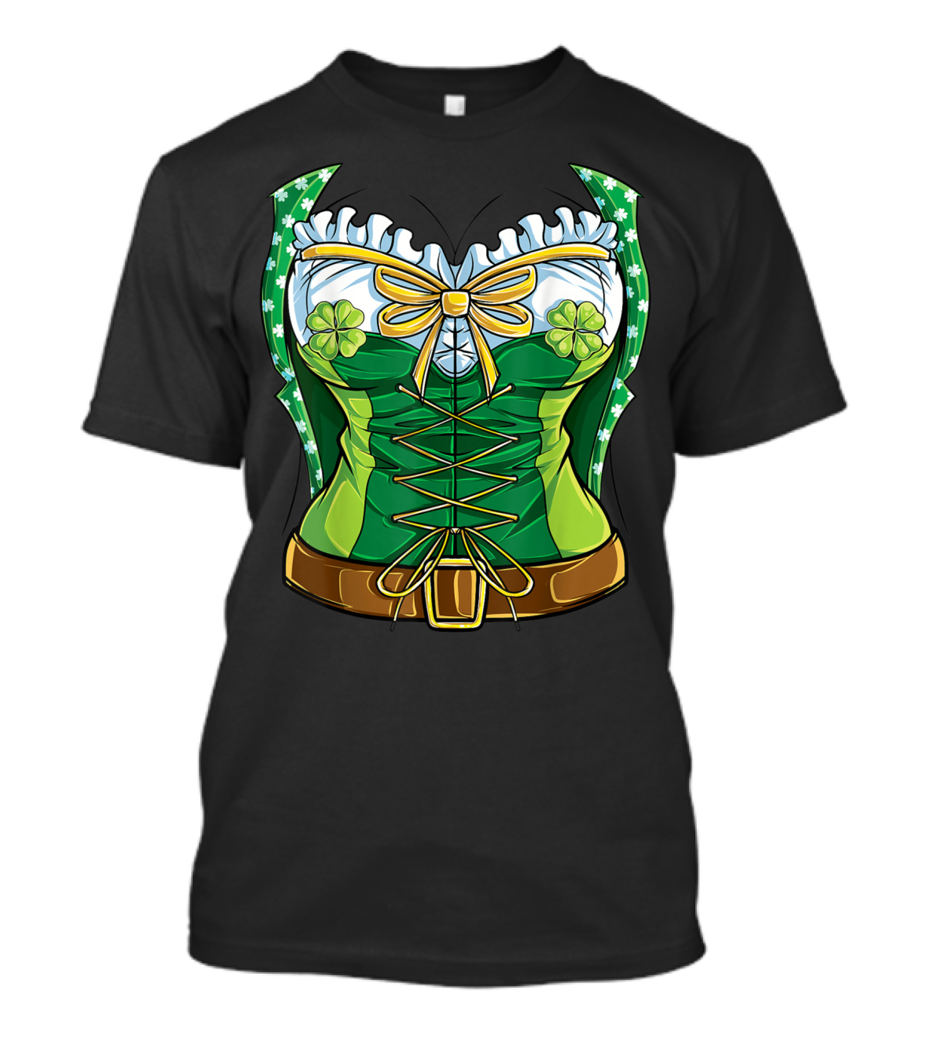Green Leprechaun Costume St Patrick's Day Women Corset T-Shirt