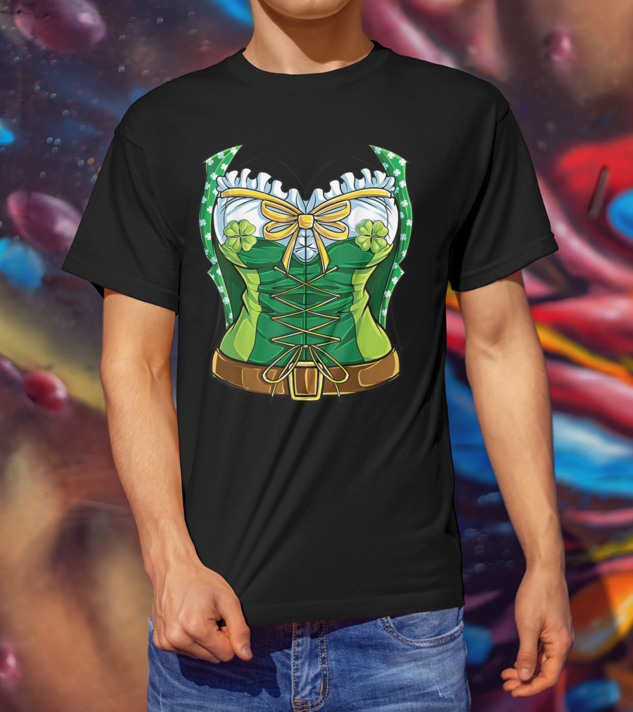 Green Leprechaun Costume St Patrick's Day Women Corset T-Shirt