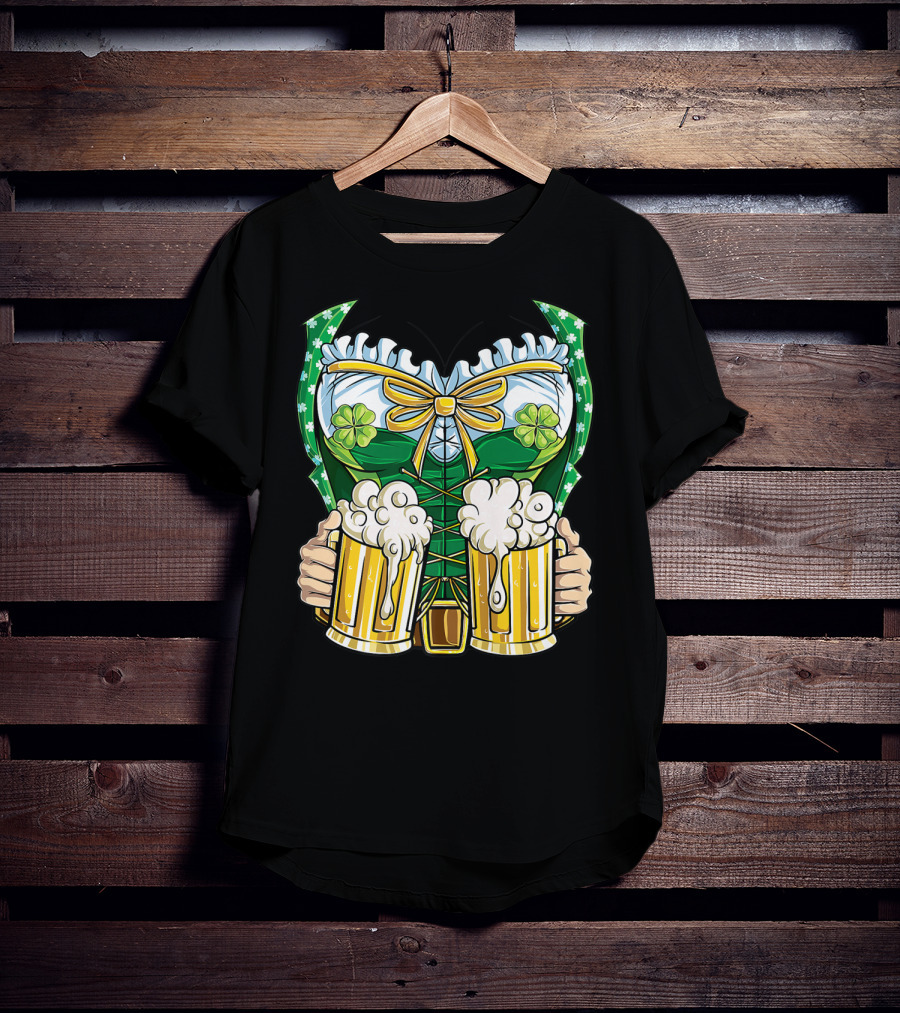 Leprechaun Girl Costume St Patricks Day Beer Clover Corset Women's Top T-Shirt
