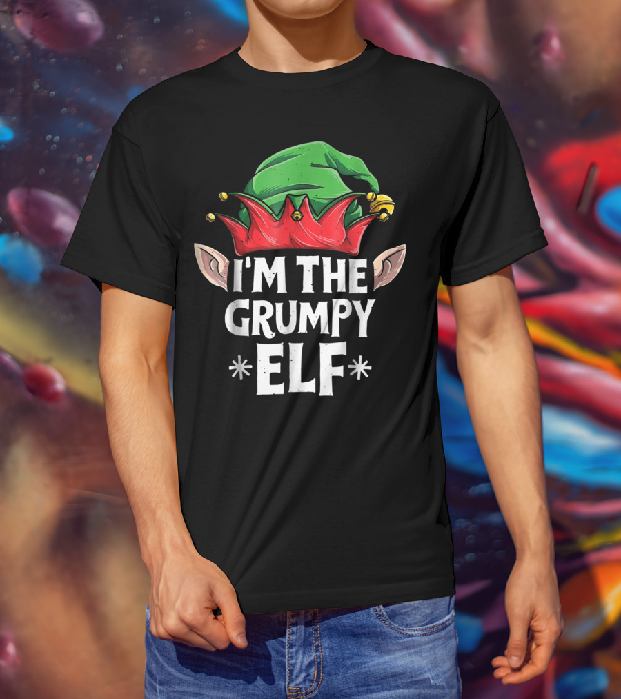 I'm The Grumpy Elf Christmas Family Matching Hat Ears T-Shirt