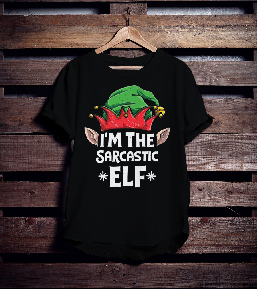 I'm The Sarcastic Elf Green Red Hat Ears T-Shirt