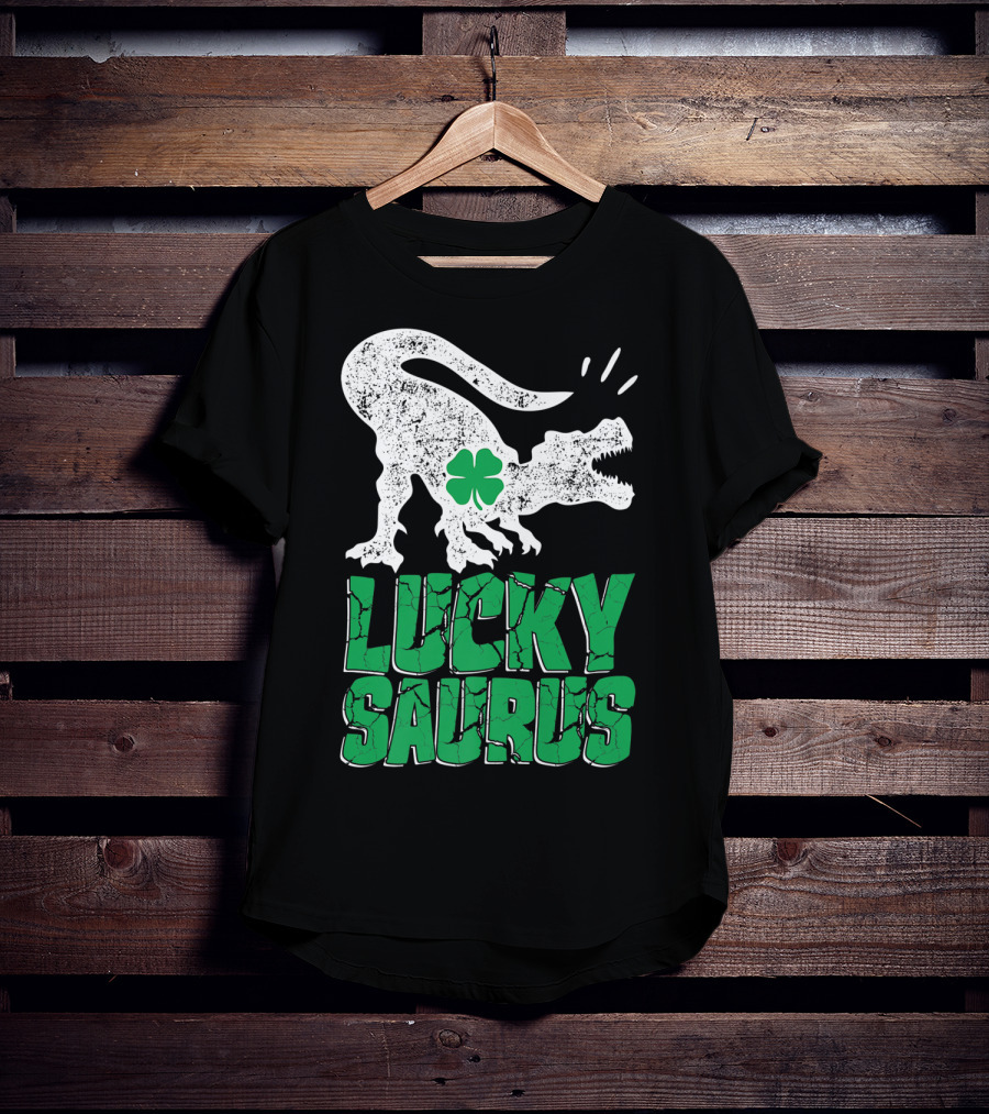 Lucky Saurus Irish Dinosaur Rex T-Shirt